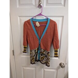 Lia Molly New Orleans Mixed Pattern Cardigan  Floral‎ Coin Purse Pockets -Size S